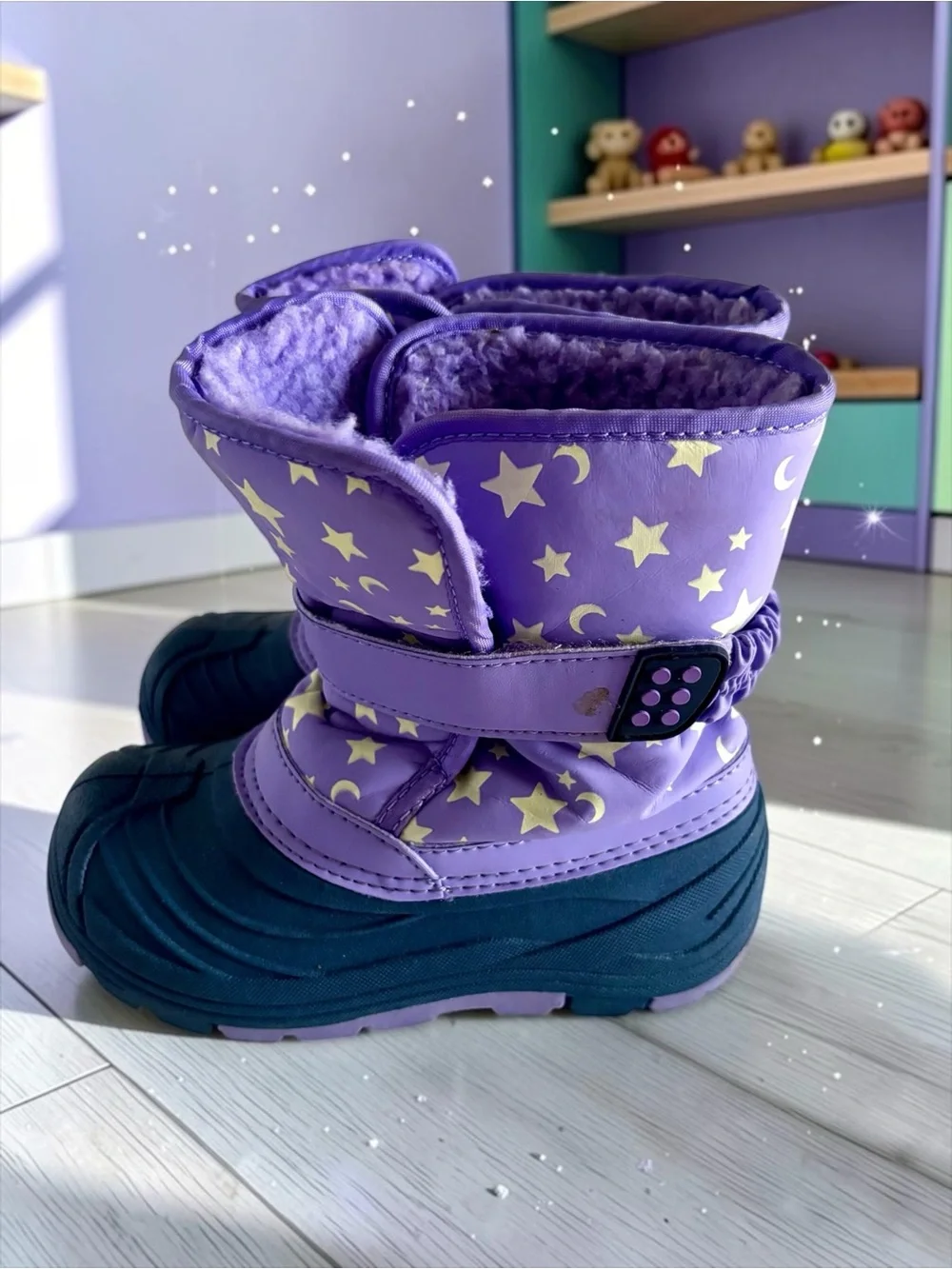 Cat & Jack Purple & Navy Thermolite Star Winter Boots Toddler Girls Size 11